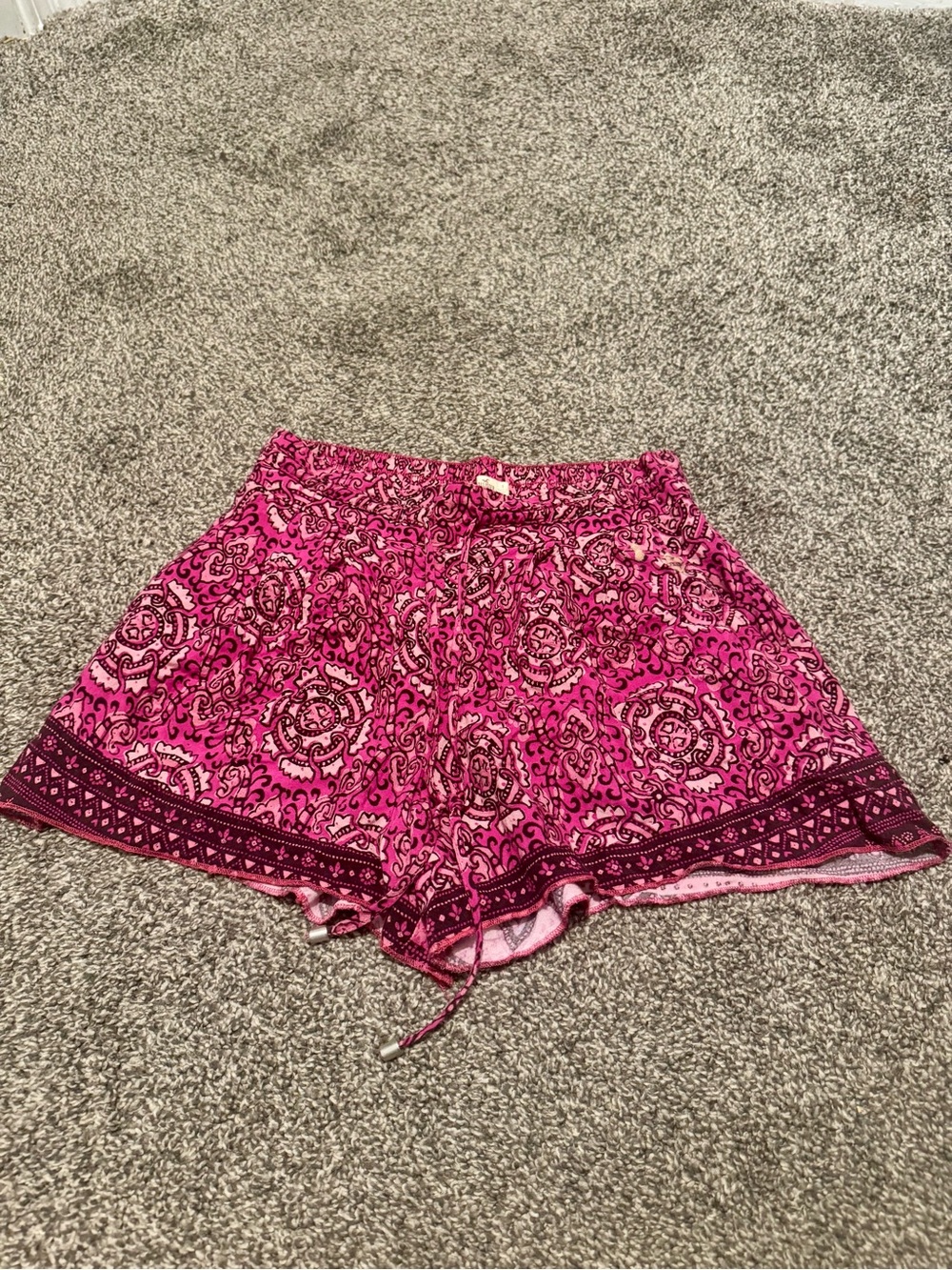 Hollister Bright Pink Patterned High-Waist Tie Shorts